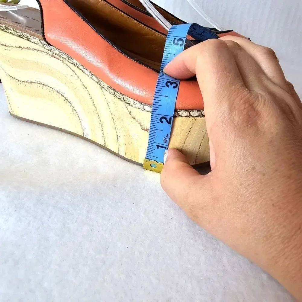 Anthropology Leifdotirr Cream salmon color‎ with wood wedges and snake trim